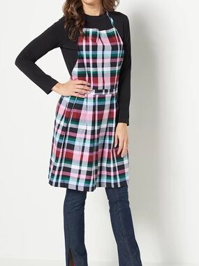 Vera Bradley Pink, Navy, Green & White Plaid Self Tie Apron OS